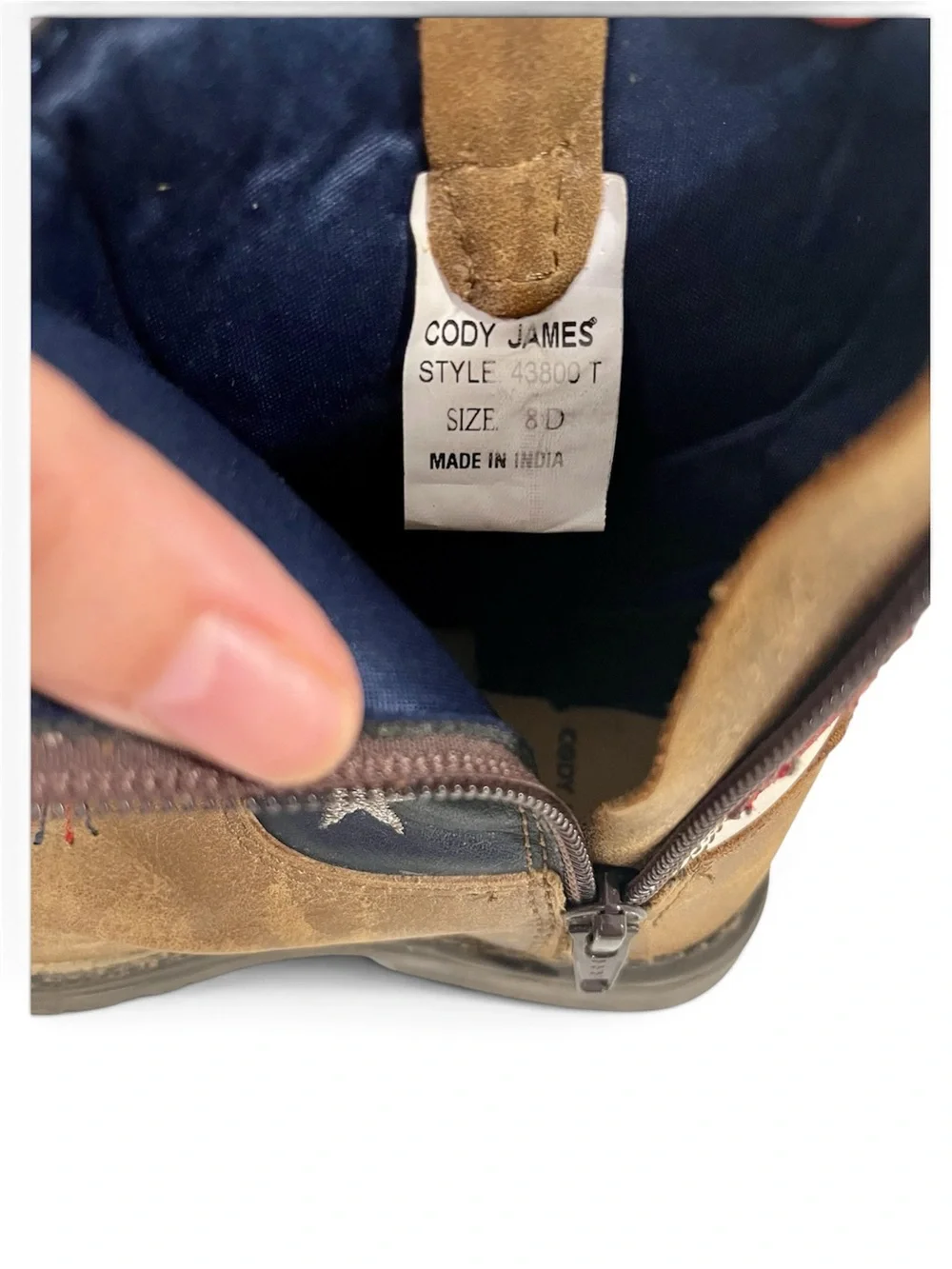Kids Cody James Size 8 Brown Western Boots with American Flag Accent